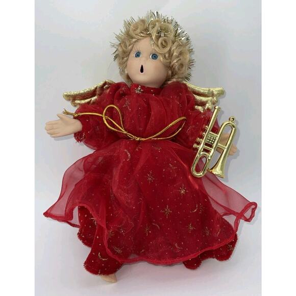 Vintage Sun Point Co. 10" Angel Porcelain Face Hands Christmas Choir Angel Sing - Picture 1 of 5